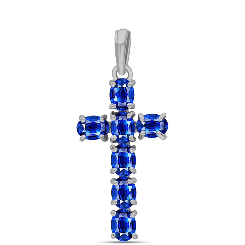 Kereszt Ezüst Medál Ausztrál Kék Zafírral 1 