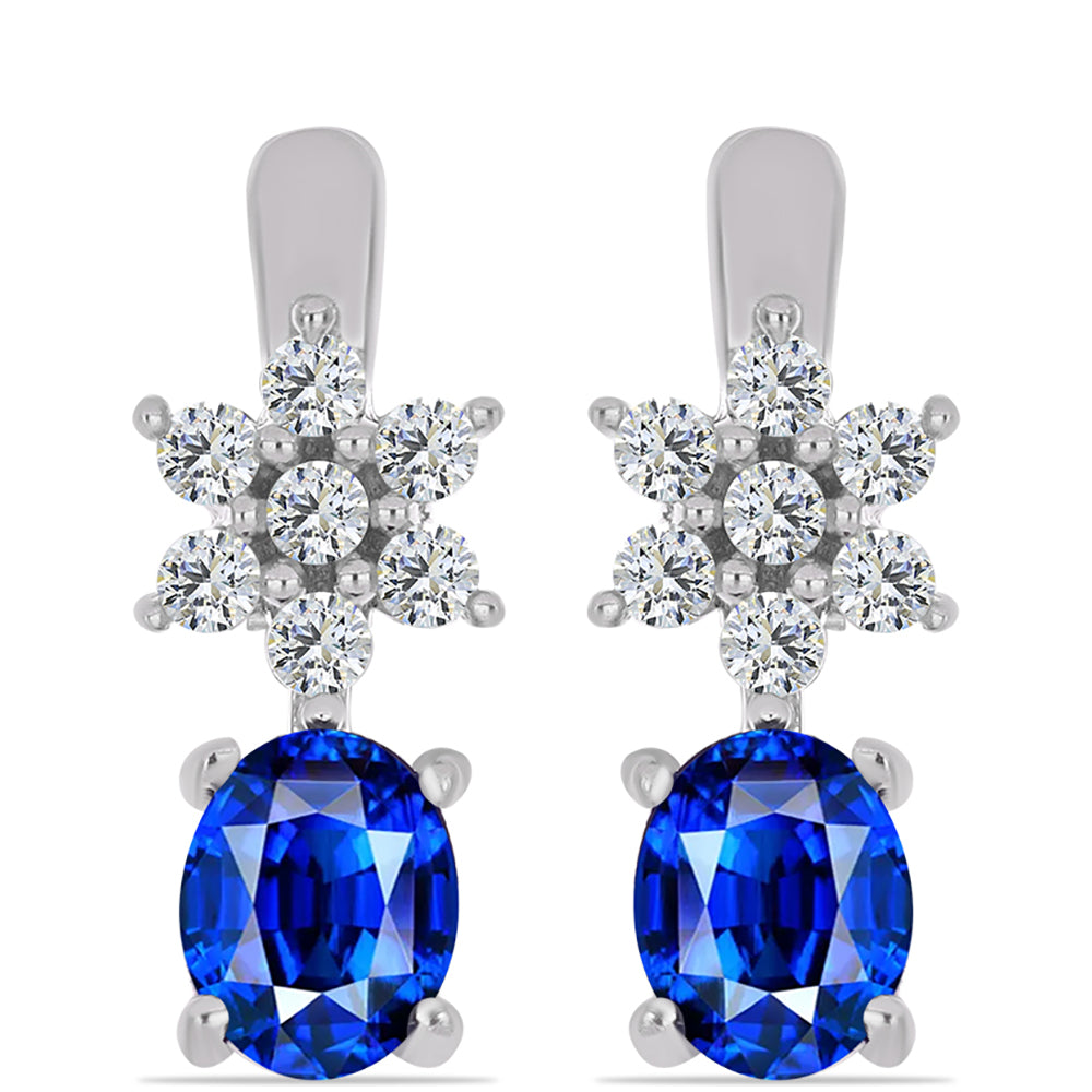 Ezüst Fülbevaló Ausztrál Kék Zafírral és Fehér Topázzal