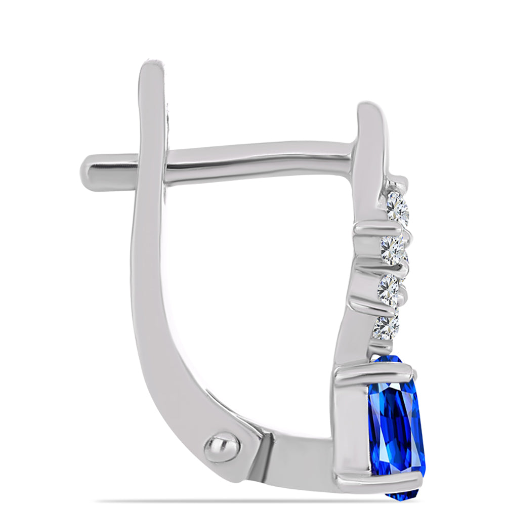 Ezüst Fülbevaló Ausztrál Kék Zafírral és Fehér Topázzal 2 