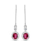 Ezüst Fülbevaló Cruzeroi Rubellittel és Fehér Topázzal