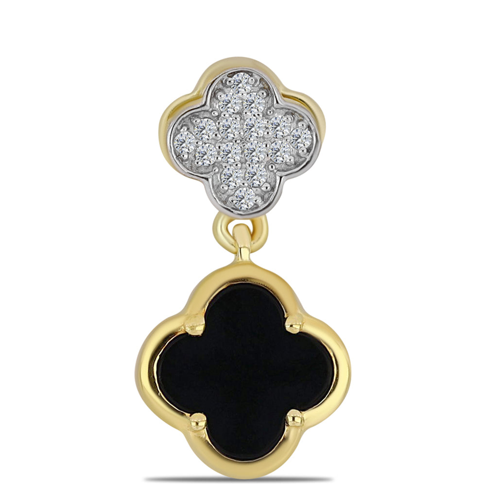 Arannyal Bevont Ezüst Medál Fekete Onixszal és Fehér Topázzal 1 