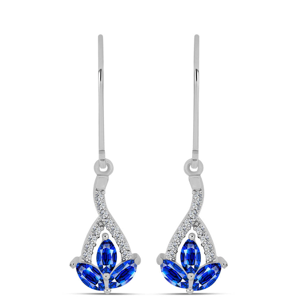 Ezüst Fülbevaló Ausztrál Kék Zafírral és Fehér Topázzal