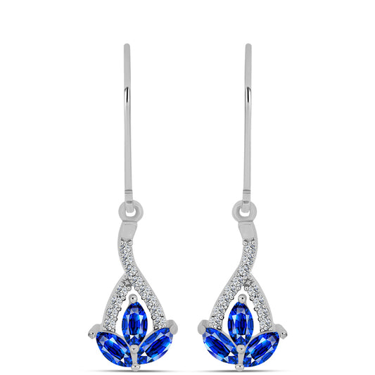 Ezüst Fülbevaló Ausztrál Kék Zafírral és Fehér Topázzal