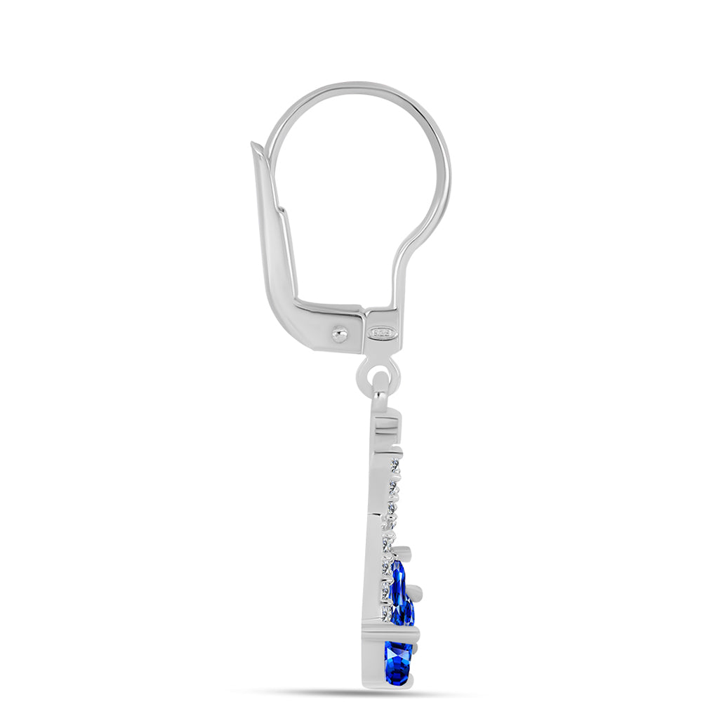 Ezüst Fülbevaló Ausztrál Kék Zafírral és Fehér Topázzal 2 