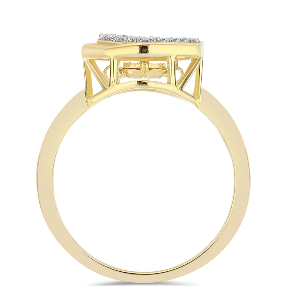 Arannyal Bevont Ezüst Gyűrű Kognak Gyémánttal és Fehér Topázzal 2 