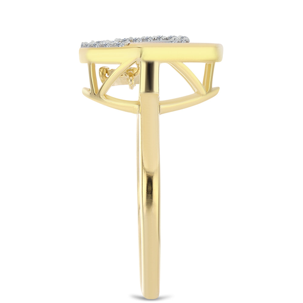 Arannyal Bevont Ezüst Gyűrű Kognak Gyémánttal és Fehér Topázzal