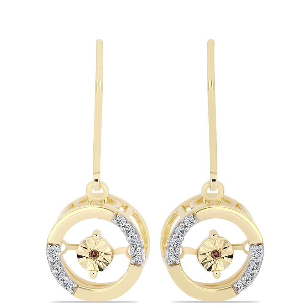 Arannyal Bevont Ezüst Fülbevaló Kognak Gyémánttal és Fehér Topázzal