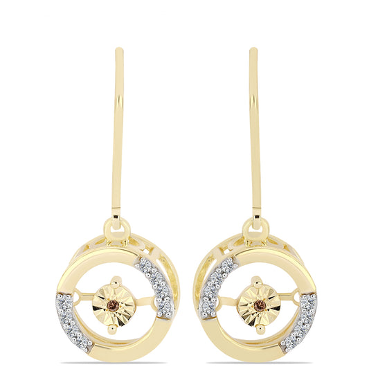 Arannyal Bevont Ezüst Fülbevaló Kognak Gyémánttal és Fehér Topázzal