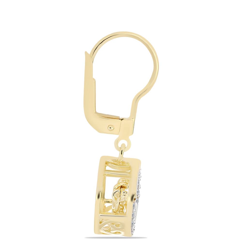 Arannyal Bevont Ezüst Fülbevaló Kognak Gyémánttal és Fehér Topázzal 2 