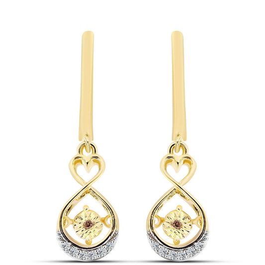 Arannyal Bevont Ezüst Fülbevaló Kognak Gyémánttal és Fehér Topázzal