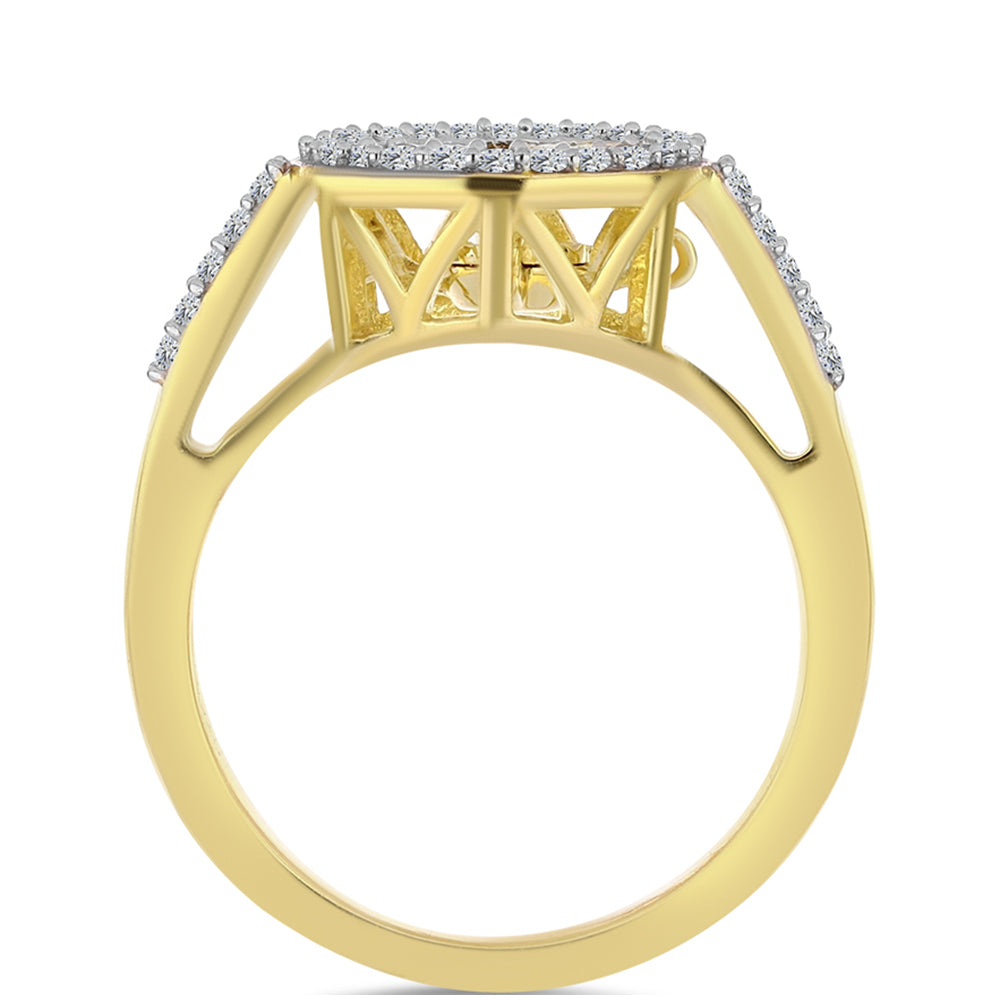 Arannyal Bevont Ezüst Gyűrű Kognak Gyémánttal és Fehér Topázzal 2 