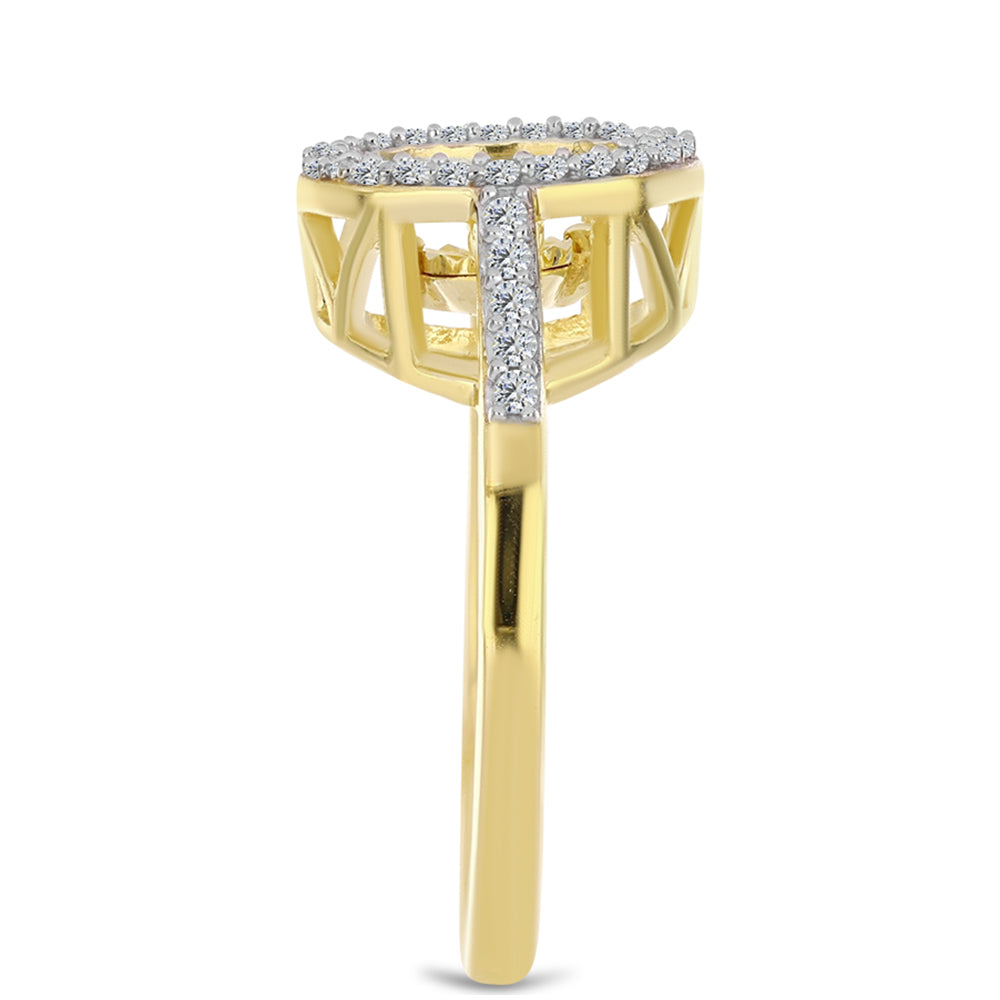 Arannyal Bevont Ezüst Gyűrű Kognak Gyémánttal és Fehér Topázzal 4 