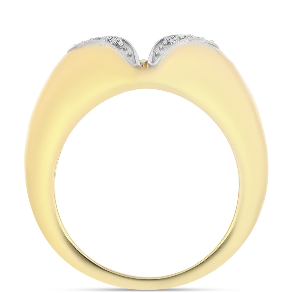 Arannyal Bevont Ezüst Gyűrű Kognak Gyémánttal és Fehér Topázzal 2 