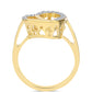 Arannyal Bevont Ezüst Gyűrű Kognak Gyémánttal és Fehér Topázzal