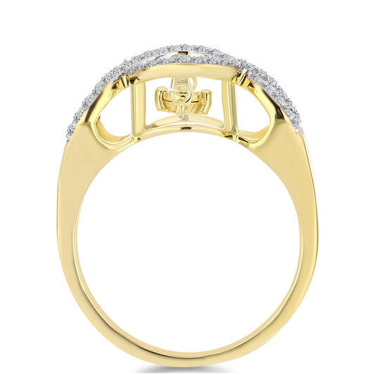 Arannyal Bevont Ezüst Gyűrű Kognak Gyémánttal és Fehér Topázzal