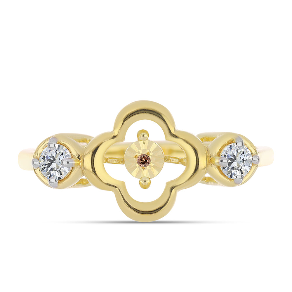 Arannyal Bevont Ezüst Gyűrű Kognak Gyémánttal és Fehér Topázzal 1 