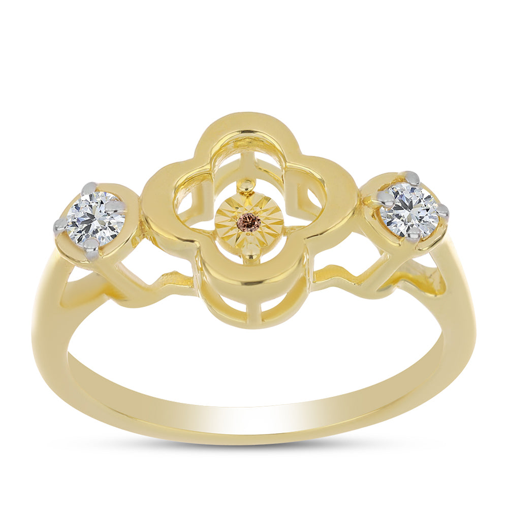 Arannyal Bevont Ezüst Gyűrű Kognak Gyémánttal és Fehér Topázzal 3 