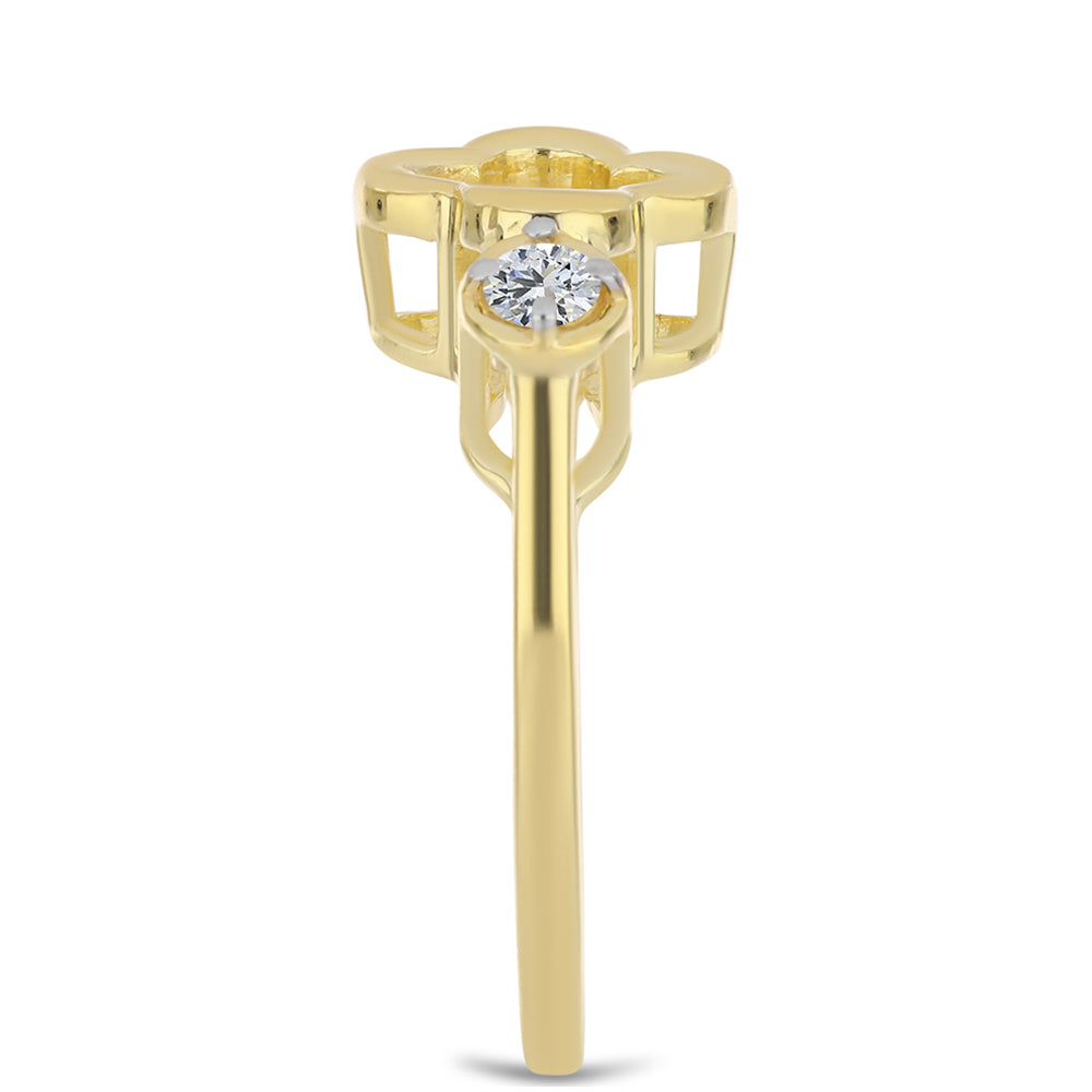 Arannyal Bevont Ezüst Gyűrű Kognak Gyémánttal és Fehér Topázzal 4 