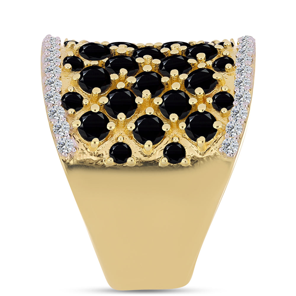 Arannyal Bevont Ezüst Gyűrű Fekete Onixszal