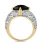 Arannyal Bevont Ezüst Gyűrű Fekete Onixszal és Fehér Topázzal