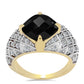 Arannyal Bevont Ezüst Gyűrű Fekete Onixszal és Fehér Topázzal