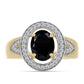 Arannyal Bevont Ezüst Gyűrű Fekete Onixszal és Fehér Topázzal