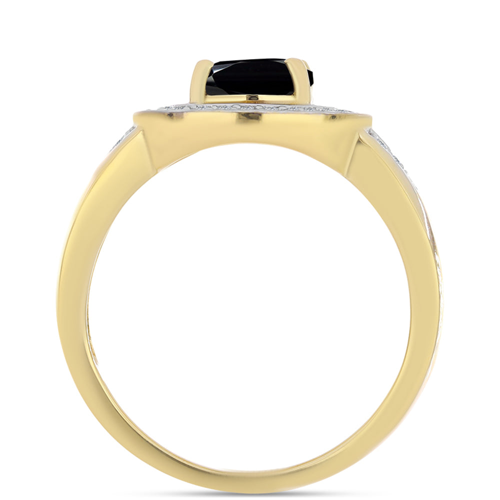 Arannyal Bevont Ezüst Gyűrű Fekete Onixszal és Fehér Topázzal 2 