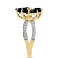 Arannyal Bevont Ezüst Gyűrű Fekete Onixszal és Fehér Topázzal