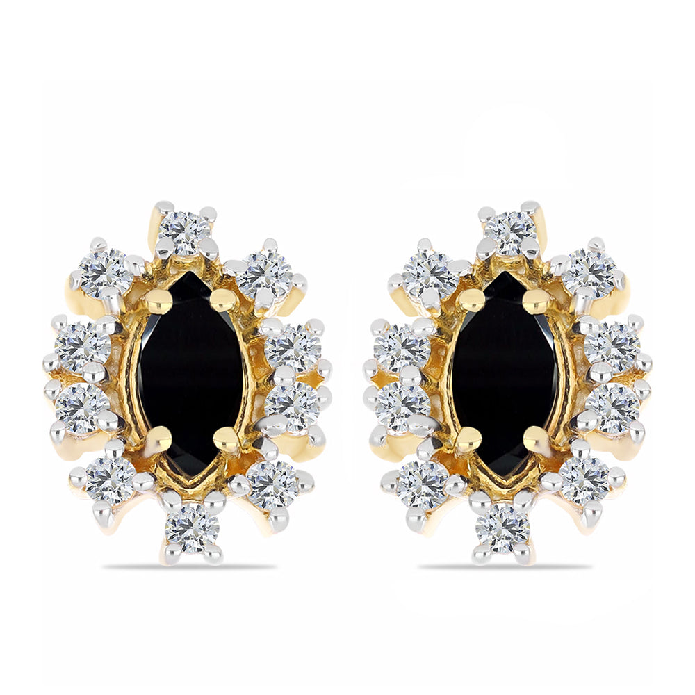 Arannyal Bevont Ezüst Fülbevaló Fekete Onixszal és Fehér Topázzal 1 