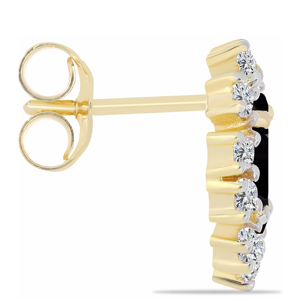 Arannyal Bevont Ezüst Fülbevaló Fekete Onixszal és Fehér Topázzal 2 