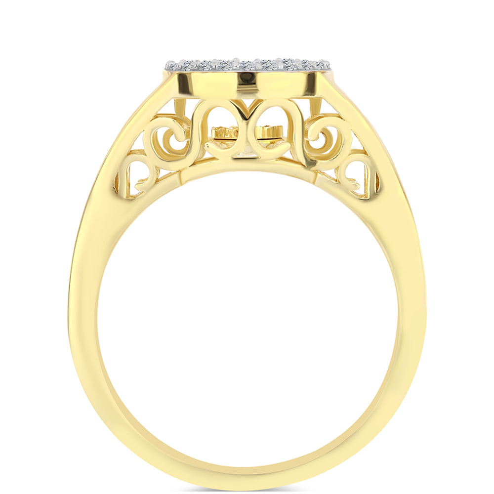 Arannyal Bevont Ezüst Gyűrű Kognak Gyémánttal és Fehér Topázzal 2 