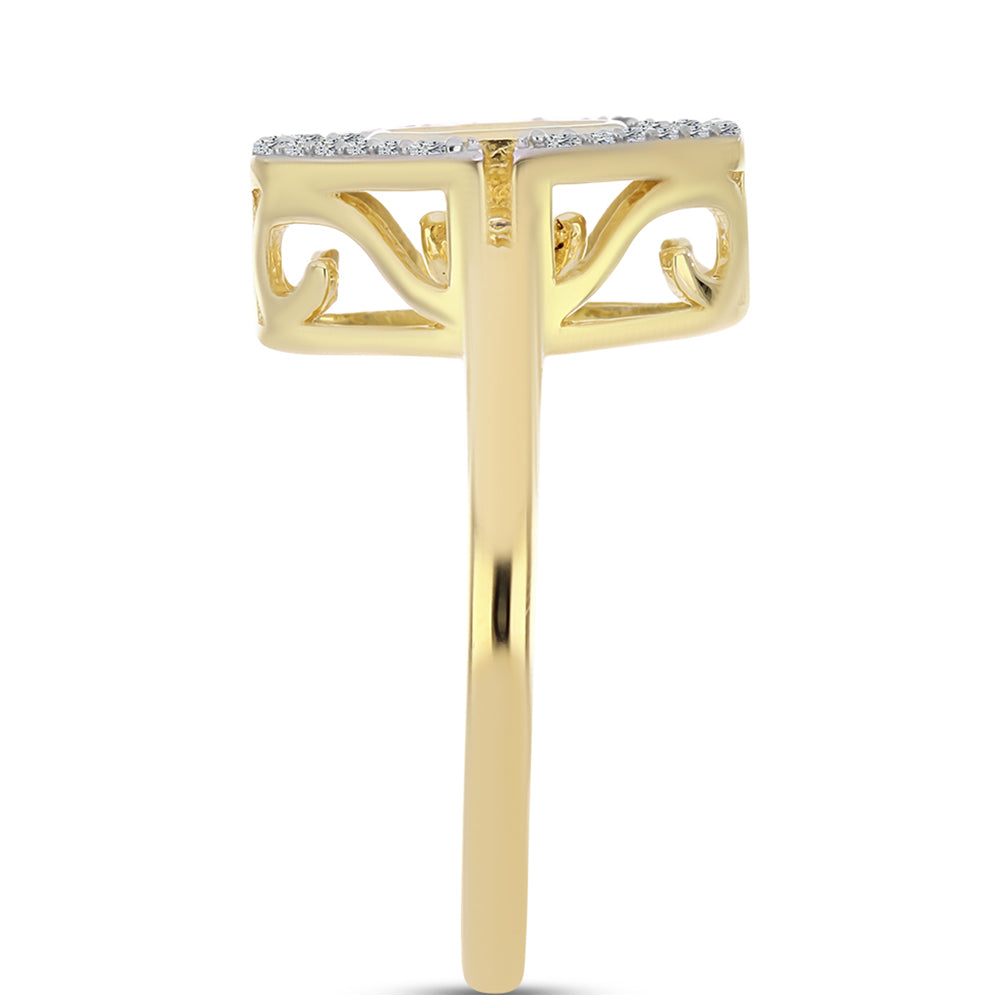 Arannyal Bevont Ezüst Gyűrű Kognak Gyémánttal és Fehér Topázzal