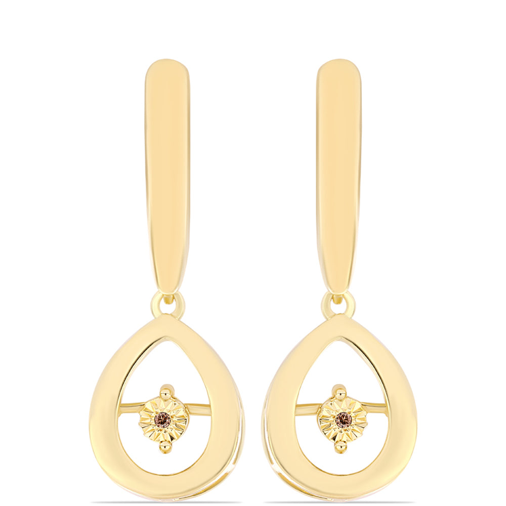 Arannyal Bevont Ezüst Fülbevaló Kognak Gyémánttal 1 