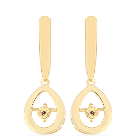 Arannyal Bevont Ezüst Fülbevaló Kognak Gyémánttal