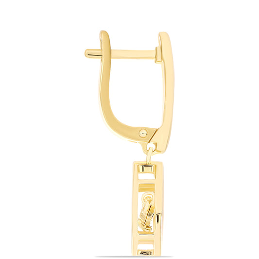 Arannyal Bevont Ezüst Fülbevaló Kognak Gyémánttal