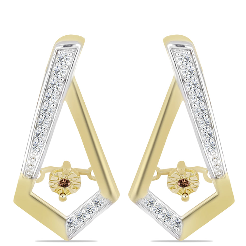 Arannyal Bevont Ezüst Fülbevaló Kognak Gyémánttal és Fehér Topázzal 1 