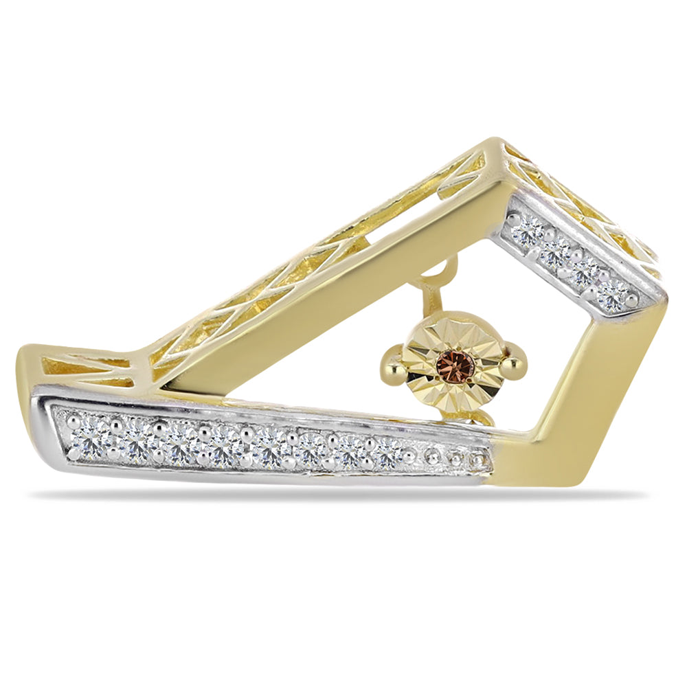 Arannyal Bevont Ezüst Fülbevaló Kognak Gyémánttal és Fehér Topázzal