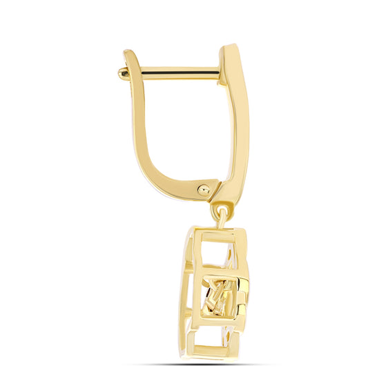 Arannyal Bevont Ezüst Fülbevaló Kognak Gyémánttal