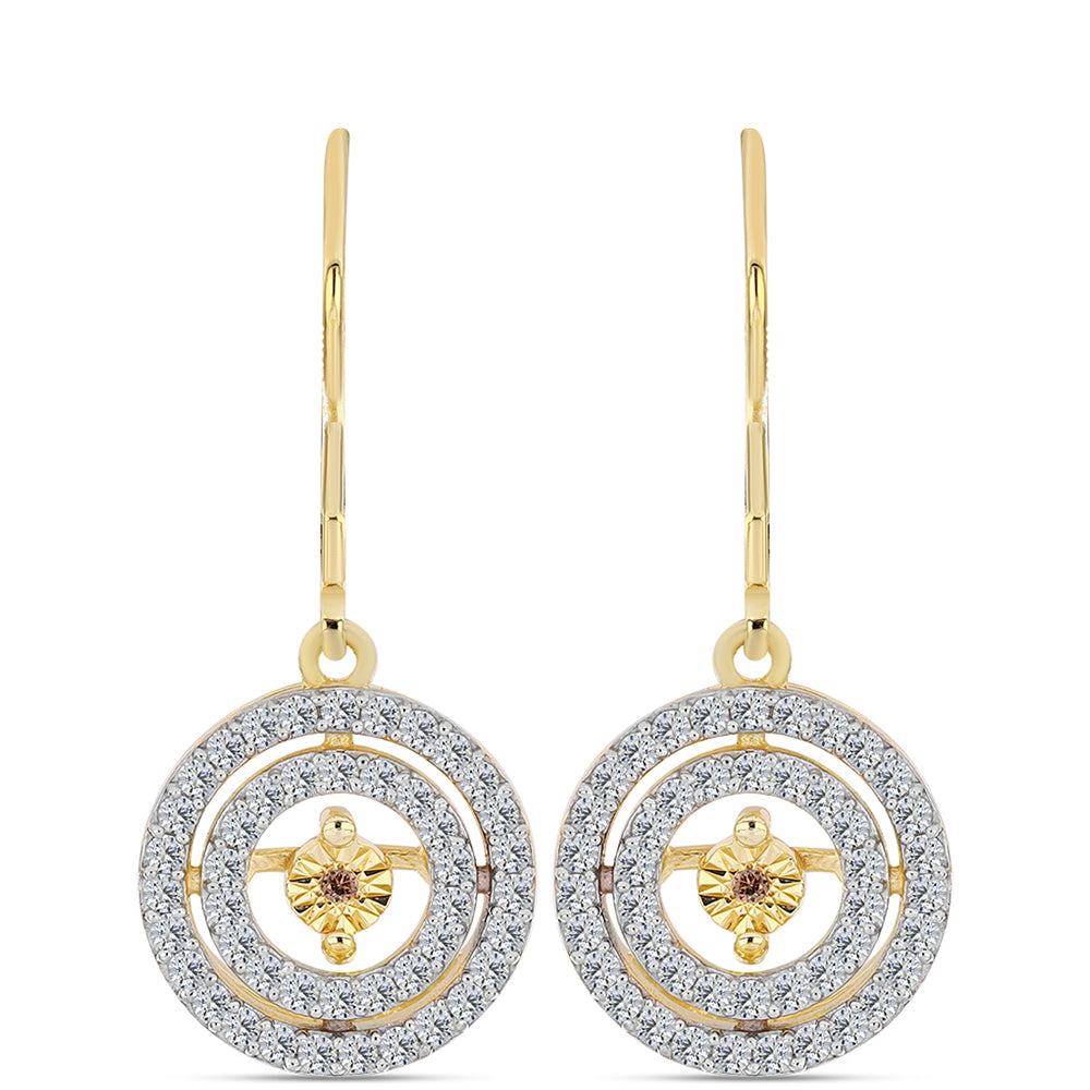 Arannyal Bevont Ezüst Fülbevaló Kognak Gyémánttal és Fehér Topázzal 1 