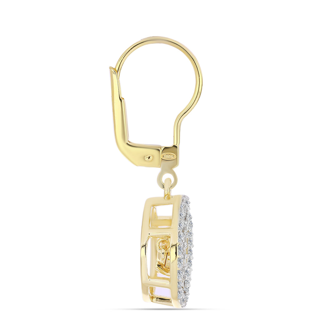 Arannyal Bevont Ezüst Fülbevaló Kognak Gyémánttal és Fehér Topázzal 2 