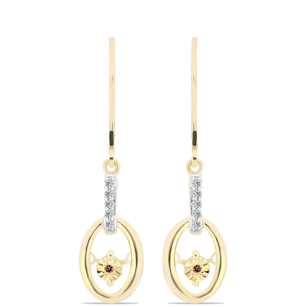 Arannyal Bevont Ezüst Fülbevaló Kognak Gyémánttal és Fehér Topázzal