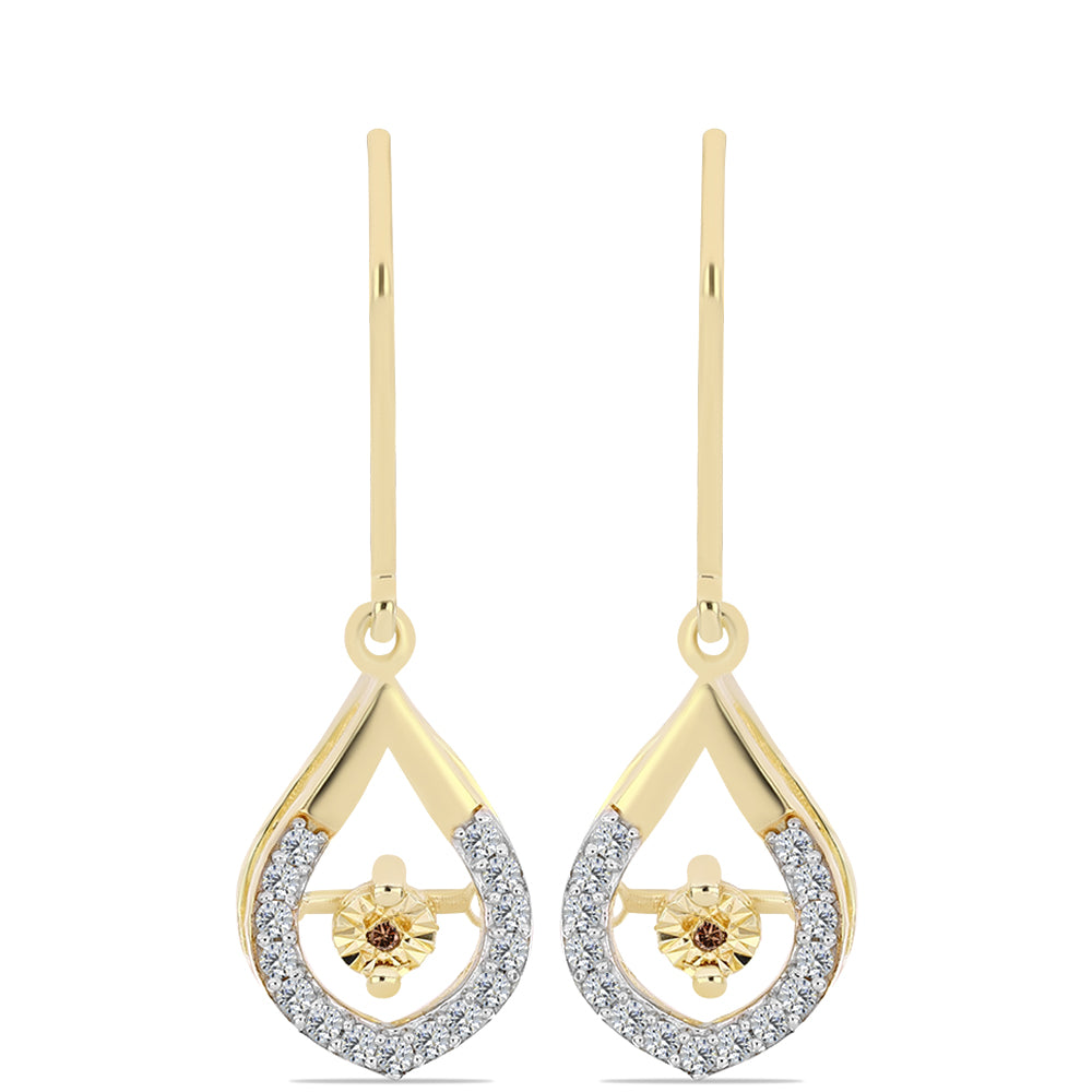 Arannyal Bevont Ezüst Fülbevaló Kognak Gyémánttal és Fehér Topázzal