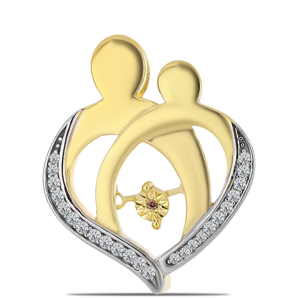 Arannyal Bevont Ezüst Medál Kognak Gyémánttal és Fehér Topázzal 1 