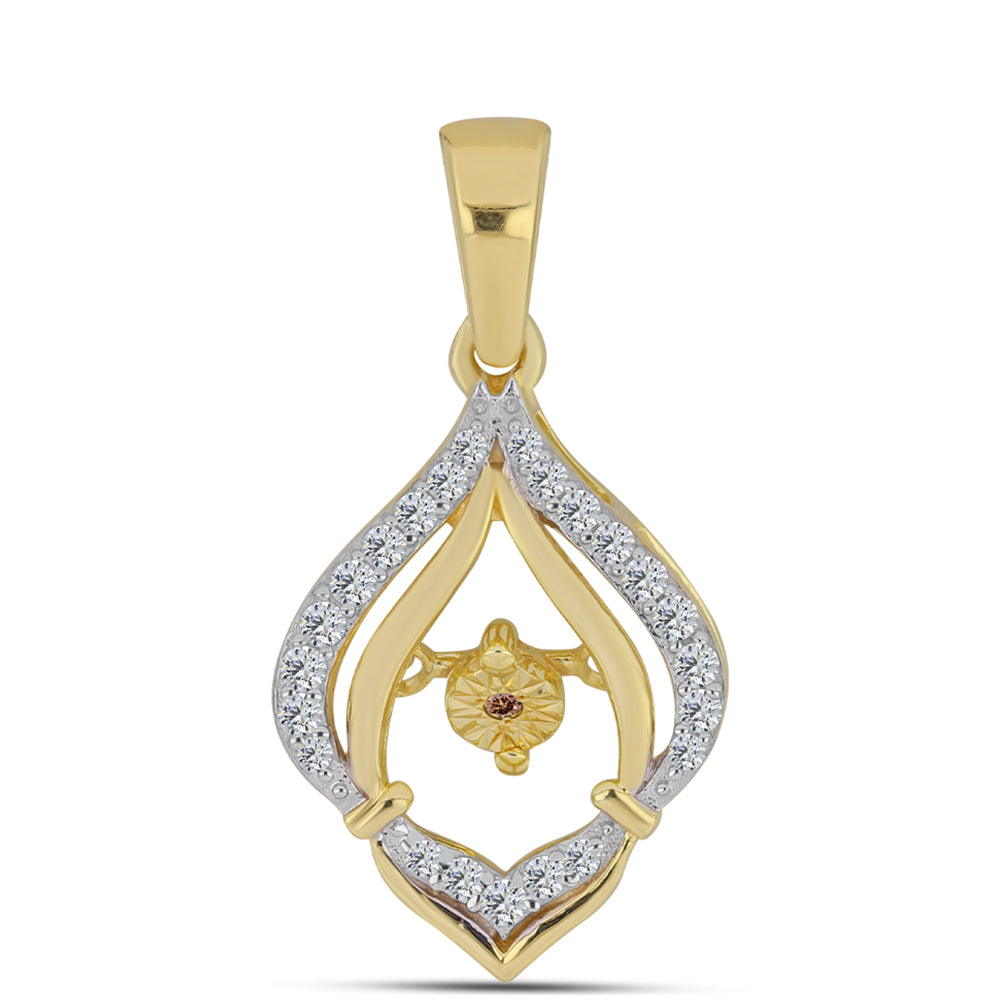 Arannyal Bevont Ezüst Medál Kognak Gyémánttal és Fehér Topázzal