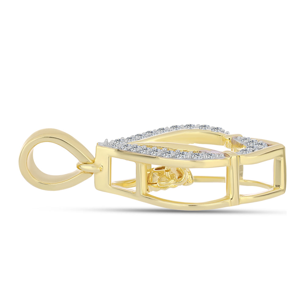 Arannyal Bevont Ezüst Medál Kognak Gyémánttal és Fehér Topázzal 2 