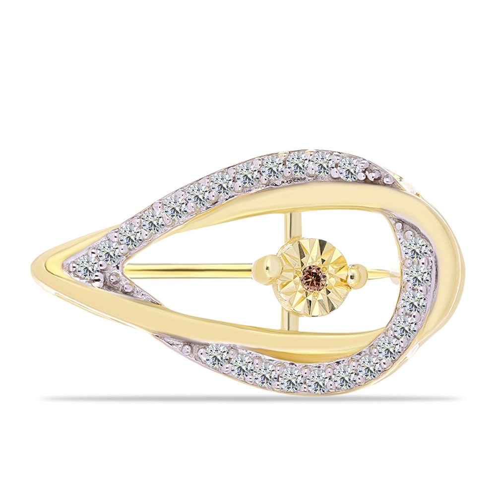 Arannyal Bevont Ezüst Bross Kognak Gyémánttal és Fehér Topázzal 1 