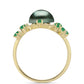 Arannyal Bevont Ezüst Gyűrű "Tahiti-zöld" illúzió édesvízi Kagylógyönggyel és Brazil Smaragddal