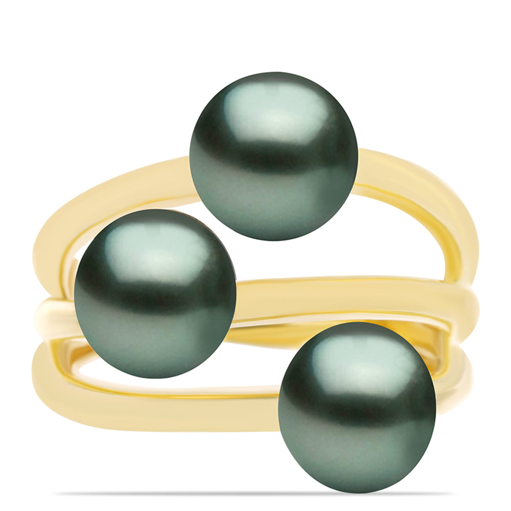 Arannyal Bevont Ezüst Gyűrű "Tahiti-zöld" illúzió édesvízi Kagylógyönggyel 1 