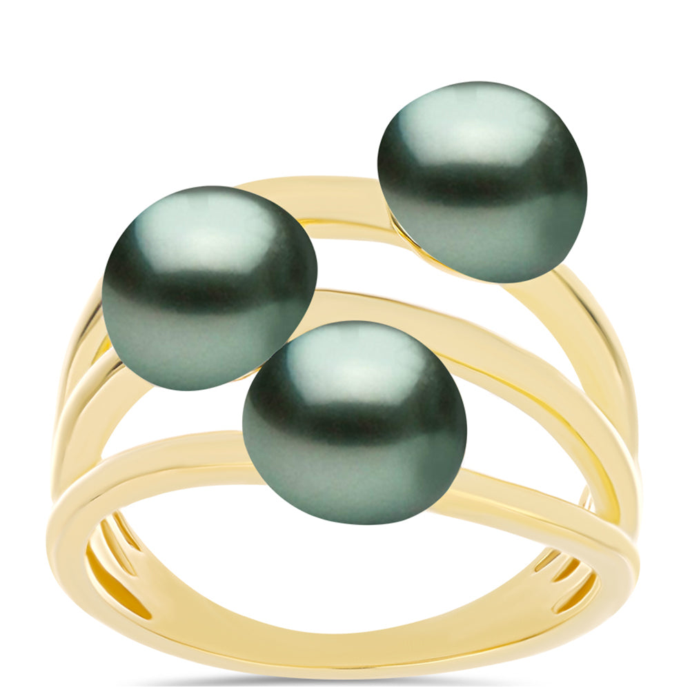 Arannyal Bevont Ezüst Gyűrű "Tahiti-zöld" illúzió édesvízi Kagylógyönggyel 3 