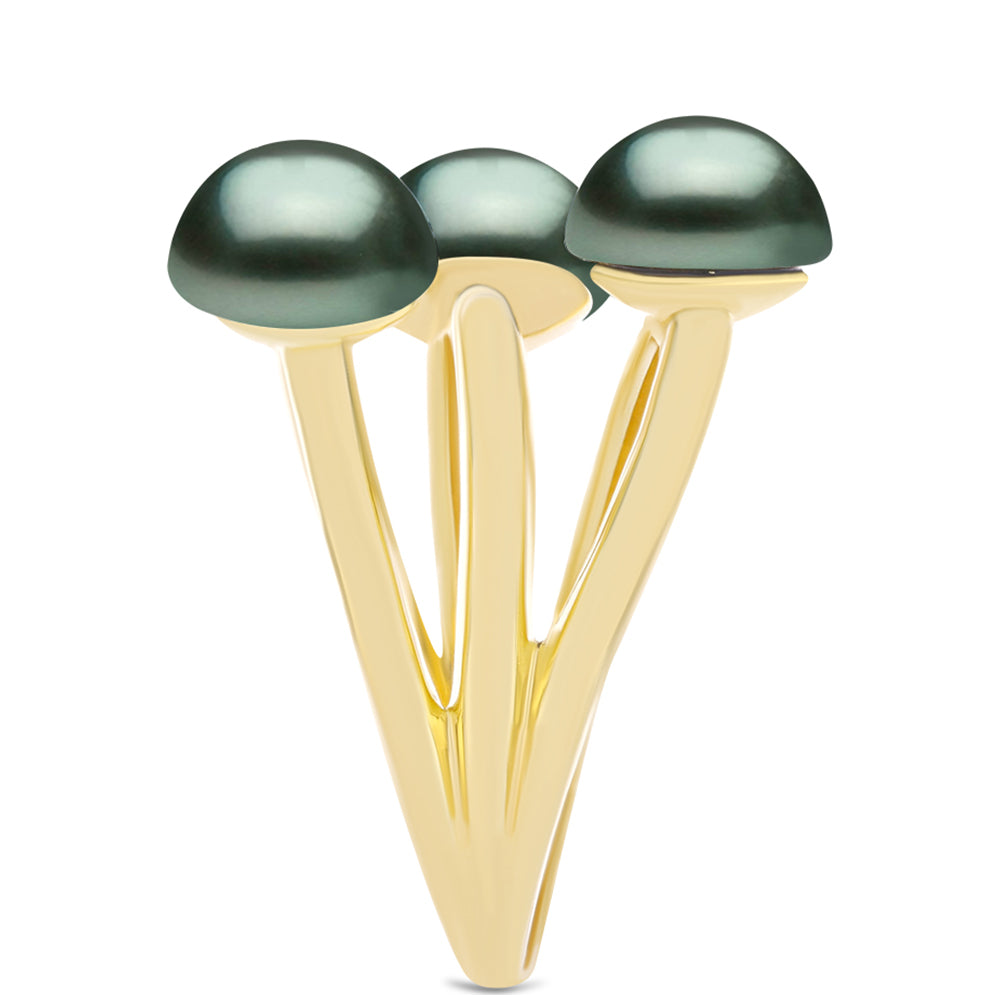 Arannyal Bevont Ezüst Gyűrű "Tahiti-zöld" illúzió édesvízi Kagylógyönggyel 4 